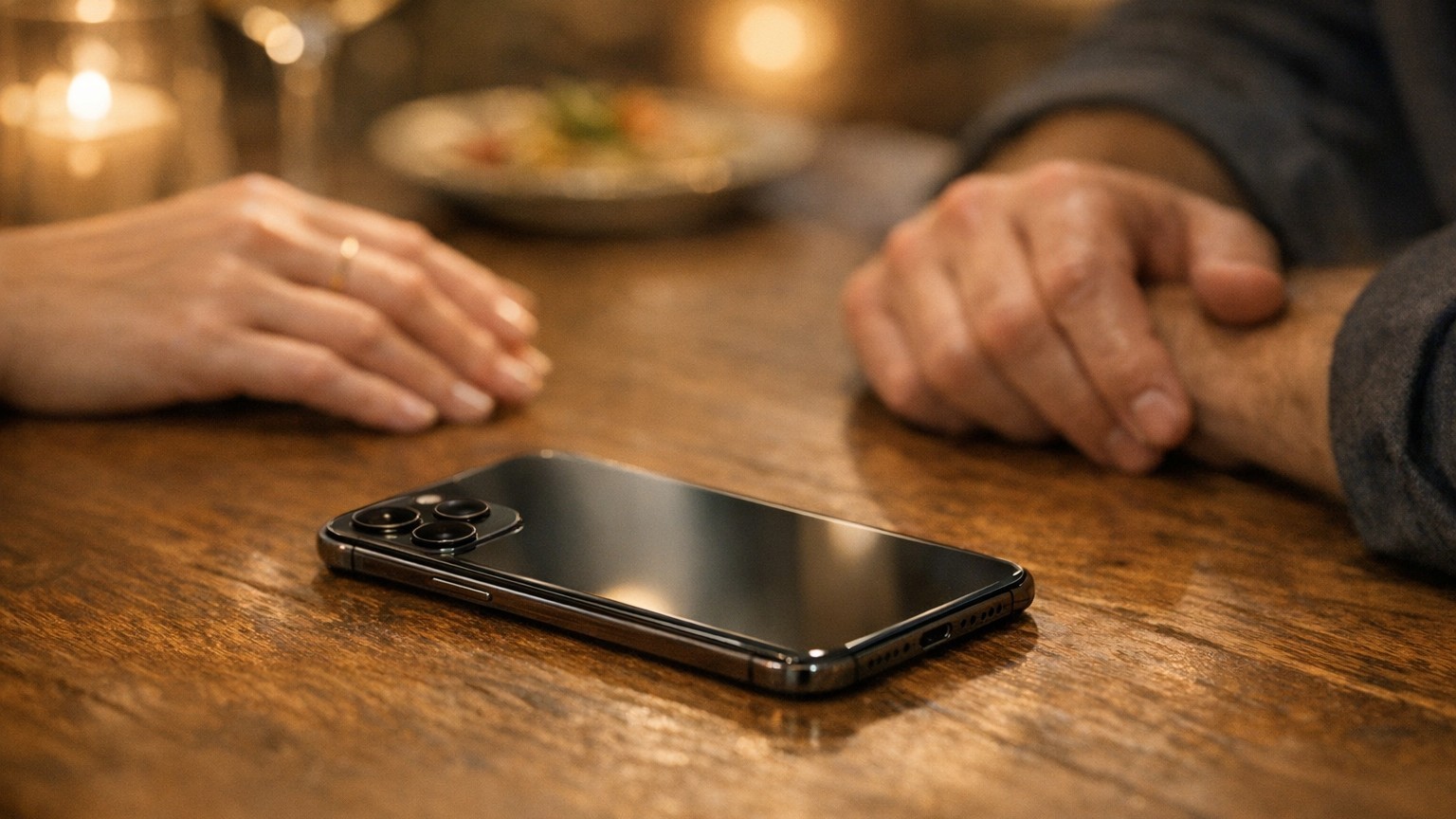 Je posais mon téléphone face cachée devant lui sans y penser : les psys disent que ça pèse plus lourd qu'un cadeau