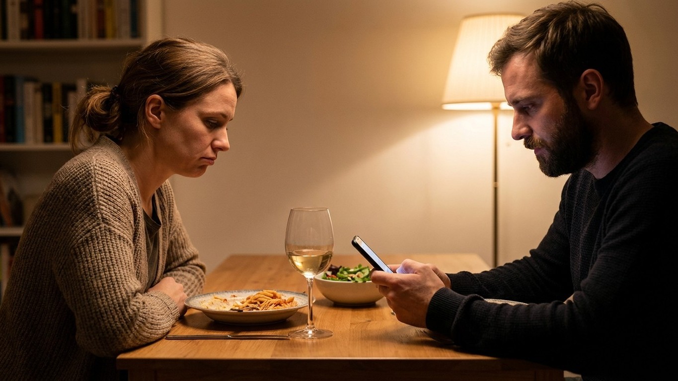 On s'obstine tous à garder le téléphone à portée de main pendant les repas en couple : ce réflexe d'une seconde nourrit po...